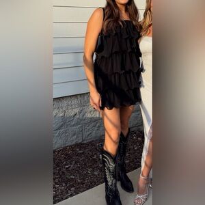 Sincerely Jules Black Ruffled Mini Dress